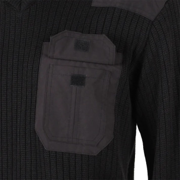 Military-Style Wool Blend Sweater with Reinforced Patches-3