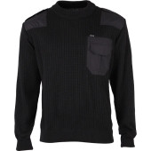 Black Tactical Sweater with Reinforced Patches Art C41