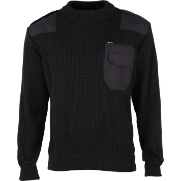 Black Tactical Sweater with Reinforced Patches Art C41