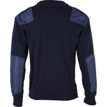 Blue Military-Style Sweater with Reinforced Patches-2