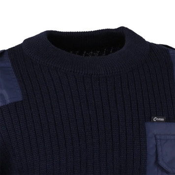 Blue Military-Style Sweater with Reinforced Patches-4