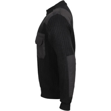 Tactical Wool-Blend Black Sweater with Patches-1