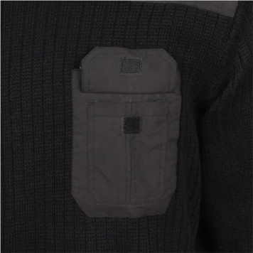 Tactical Wool-Blend Black Sweater with Patches-3