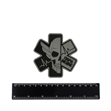 Paramedic Chevron Star of Life with Skull PVC Patch