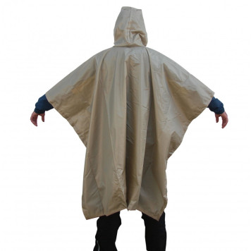 Beige Rip-Stop Poncho Raincoat-1