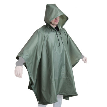 Olive Rip-Stop Poncho Raincoat-1
