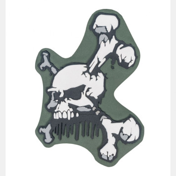 PVC Skull and Bones Patch Olive-1