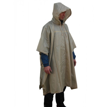 Beige Rip-Stop Poncho Raincoat-2