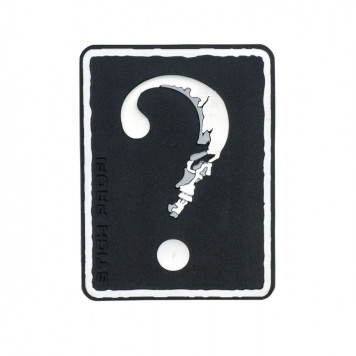 PVC Patch Skull Question Mark White