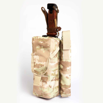 Tactical AK74 (AKM) Double Magazine Pouch with ROP and Bayonet Knife Holder-13