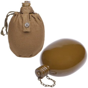 Soviet Army-Style Aluminum Canteen with Cover 750ml