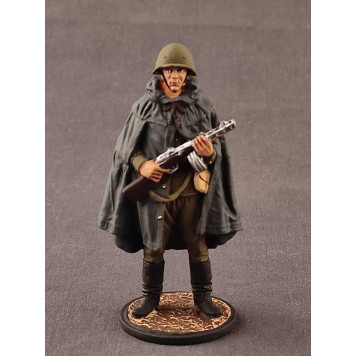 World War II Soviet Soldier with Helmet and Raincoat - 1:32 Scale (54mm) - Great Patriotic War Series