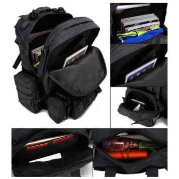 Tactical 4-in-1 Men`s Backpack with MOLLE Pouches, 40L, Black-9