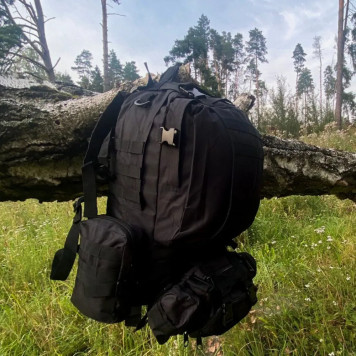 Tactical 4-in-1 Men`s Backpack with MOLLE Pouches, 40L, Black-8