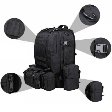 Tactical 4-in-1 Men`s Backpack with MOLLE Pouches, 40L, Black-1