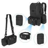 Tactical 4-in-1 Men`s Backpack with MOLLE Pouches, 40L, Black
