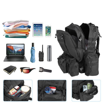 Tactical 4-in-1 Men`s Backpack with MOLLE Pouches, 40L, Black-7