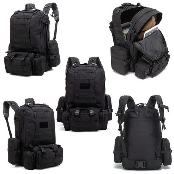 Tactical 4-in-1 Men`s Backpack with MOLLE Pouches, 40L, Black-4