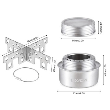 Portable Mini Alcohol Stove with Lid and Cross Stand-4