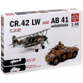 Autoblinda AB 41 Armored Car & CR.42 LW Aircraft Model Kit
