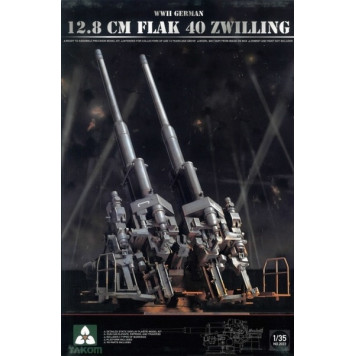 German 12.8 cm FlaK 40 Zwilling Anti-Aircraft Gun Model Kit