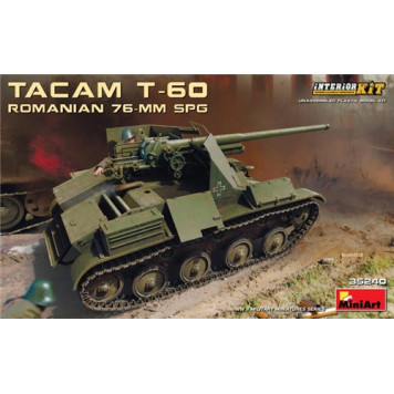 Romanian 76mm SPG Tacam T-60 Self-Propelled Gun with Interior Model Kit