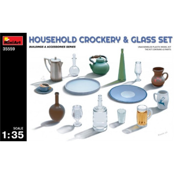 Model Kit Household Dish and Glass Set