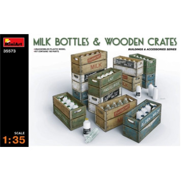Milk Bottles and Wooden Crates Assembly Model