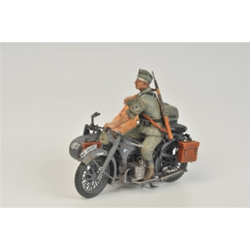 German BMW R-12 Military Motorcycle with Sidecar and Crew Model Kit-2
