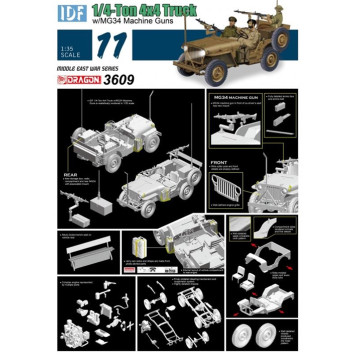1/4-Ton 4x4 IDF Truck with MG34 Machine Guns Model Kit