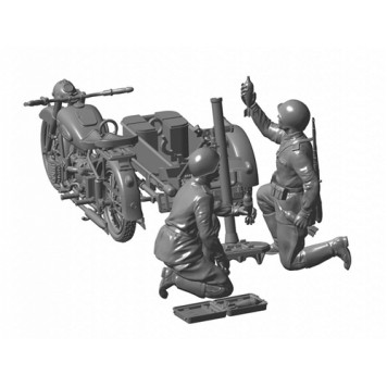 Soviet M-72 Motorcycle with 82mm Mortar Model Kit-1