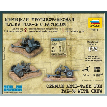 German WWII PaK 36 Anti-Tank Gun with Crew Model Kit-5