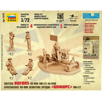 British 40mm Bofors MK-1/2 Anti-Aircraft Gun Model Kit-2