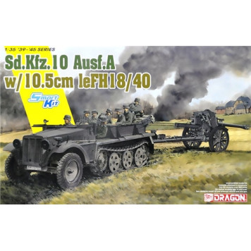 German WWII Sd.Kfz.10 Tractor with 10.5cm leFH 18 Howitzer Model Kit