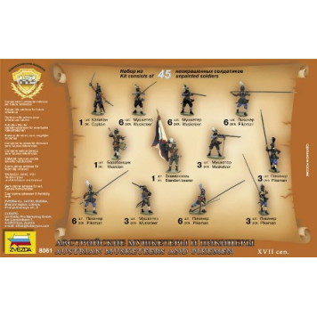 Austrian Musketeers and Pikemen 17th Century Model Kit-1