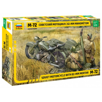 Soviet M-72 Motorcycle with 82mm Mortar Model Kit