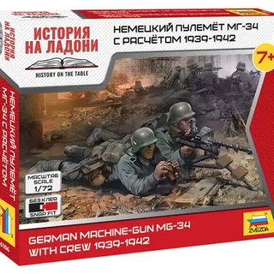 Kit de Modelo de Metralleta Alemana MG-34 con Tripulación 1939-42
