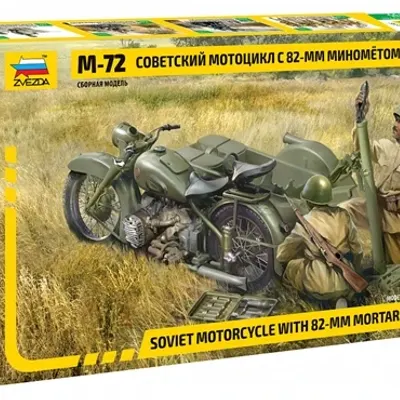 Soviet M-72 Motorcycle with 82mm Mortar Model Kit