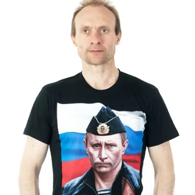 T-shirt "Putin in a Pilotka" - Patriotic Style