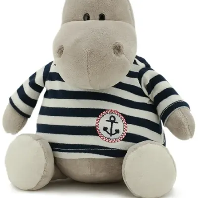 Plush Toy "Hippo in a Sailor Shirt" 20cm