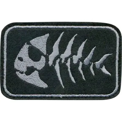 Parche de Hilo Bordado con Velcro - Fondo Negro Pez Esqueleto