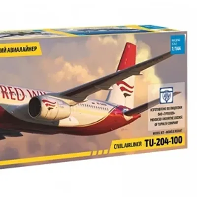 Modelo a escala del avión de pasajeros Tu-204-100