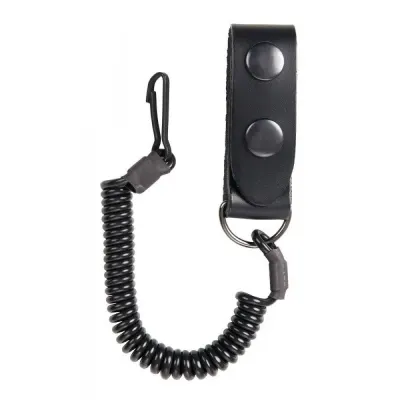 Lanyard Coilé Tactique pour Pistolet avec Boucle en Cuir
