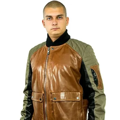 Men`s Demi-Season Leather Jacket MK/17-4K Maxsibas Vegital + Baron Oxford