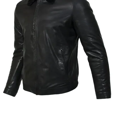 Chaqueta de Cuero con Forro de Piel de Oveja MK/17-15K Vitelino