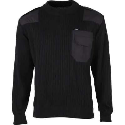 Pull tactique noir avec renforts de couture Art C41