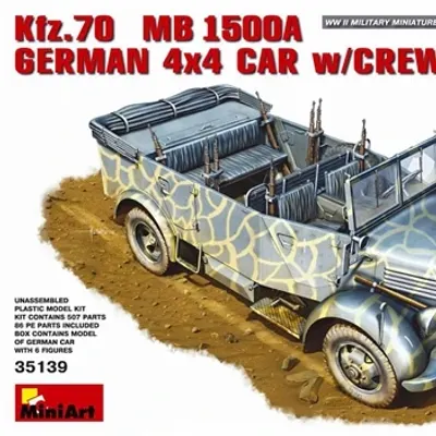 Modèle d'assemblage de véhicule militaire allemand à traction intégrale Kfz.70 MB 180A avec équipage