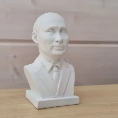 Bust Statue of Vladimir Putin - 11 cm, President of Russia, White Matte