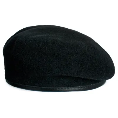 Wool Beret 01/1E with Leather Trim