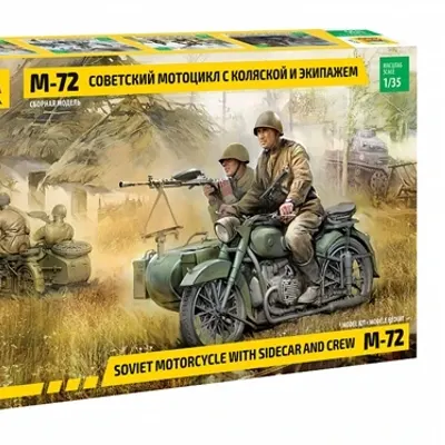 Sowjetisches M-72 Motorrad mit Beiwagen und Crew Modellbausatz